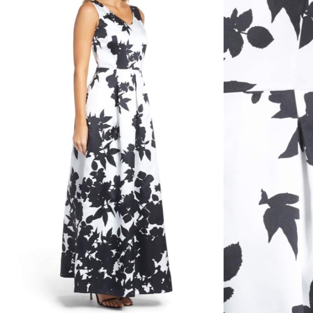 Black and white floral Ellen Tracy Gown